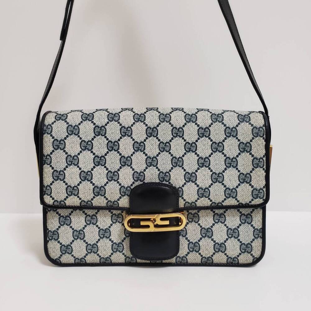 GUCCI GG Supreme Navy Blue Hobo Bag